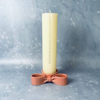 Sløjfe lysestage, fyrfad / 5cm bloklys, pink