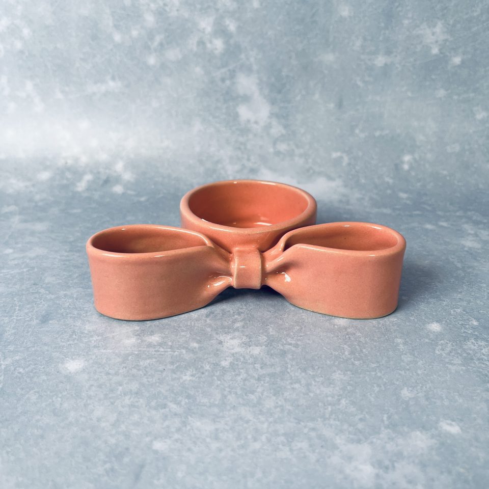 Sløjfe lysestage, fyrfad / 5cm bloklys, pink - Billede 2