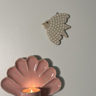 Håndmalet fugleophæng, hvid #4