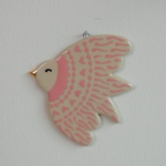 Håndmalet fugleophæng, pink #3
