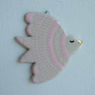 Håndmalet fugleophæng, baby pink #1