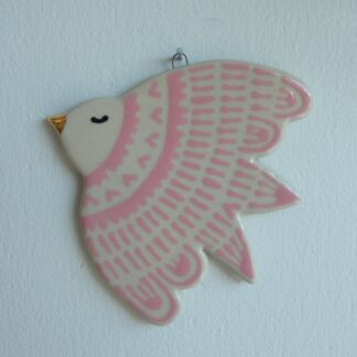 Håndmalet fugleophæng, pink #2